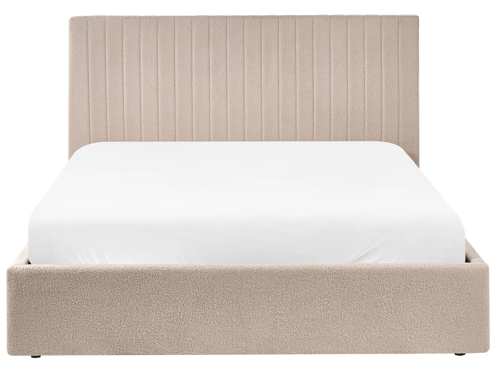 Bett mit Stauraum VION Bouclé Beige 160 x 200 cm_1042721