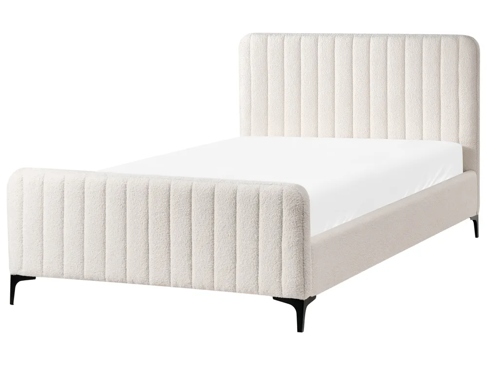 Bett mit Lattenrost Bouclé LUNAN 120 x 200 cm Cremeweiß_1025655