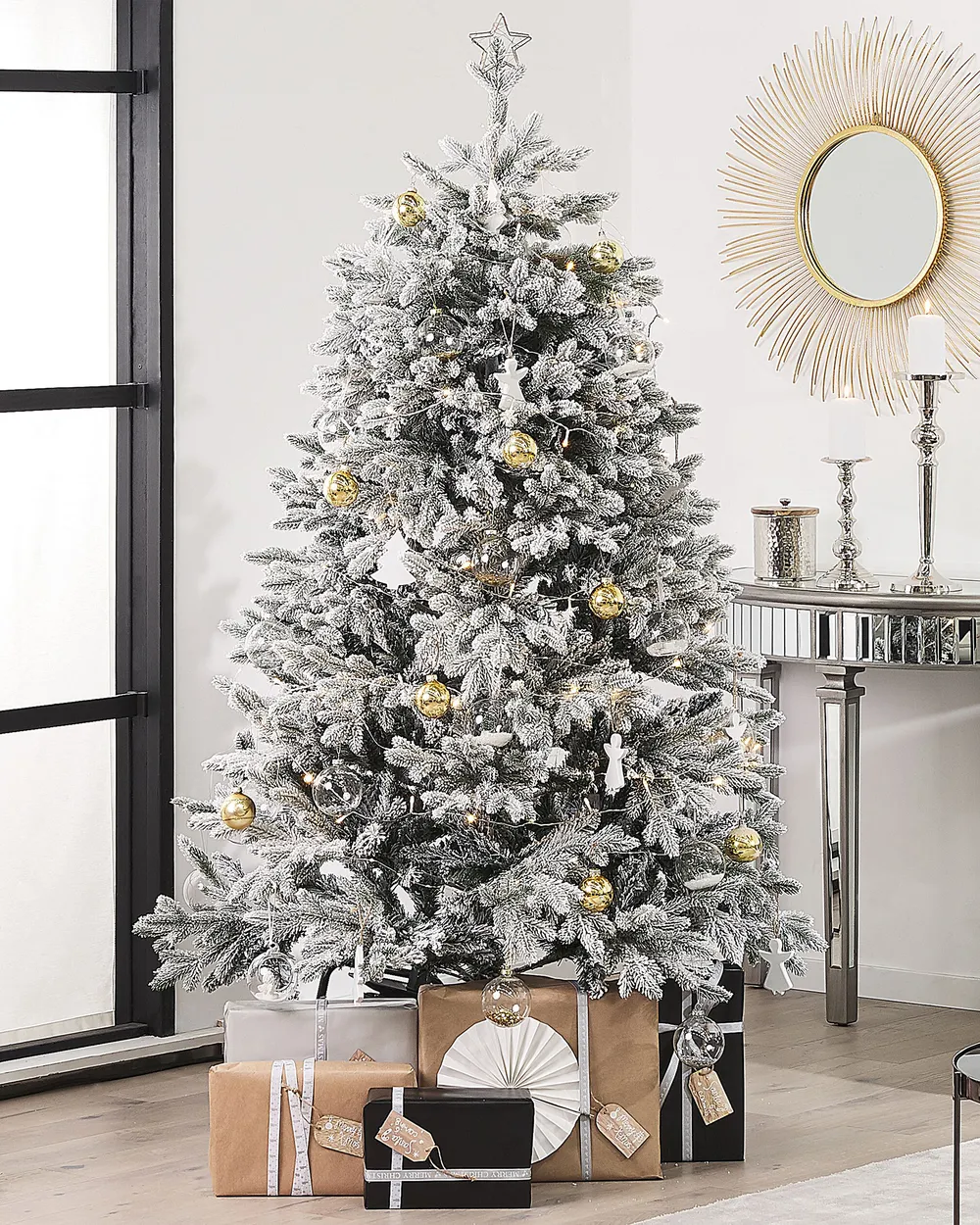 Künstlicher Weihnachtsbaum mit Schnee FORAKER 180 cm Weiß