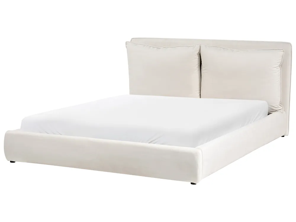 Bett mit Lattenrost Stoff BAJONNA 160 x 200 cm Hellbeige