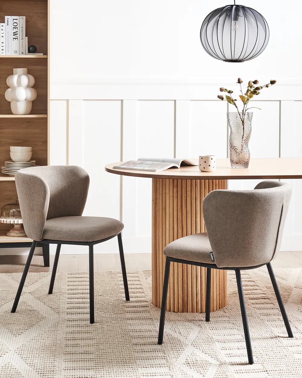 Set of 2 Dining Chairs MINA Fabric Taupe