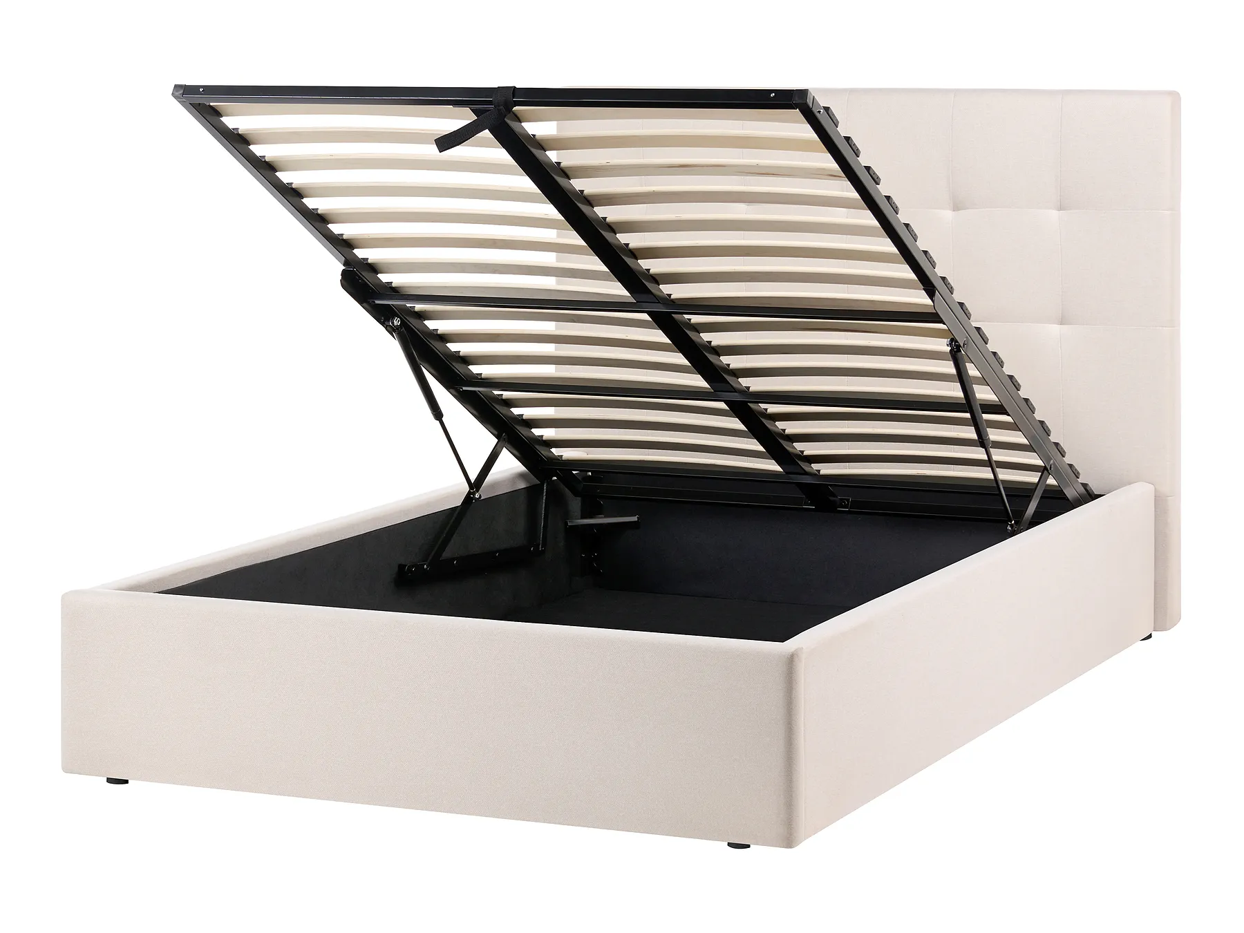 Ottoman Bed LORIENT Fabric Beige 120 x 200 cm (EU Small Double)_1062956