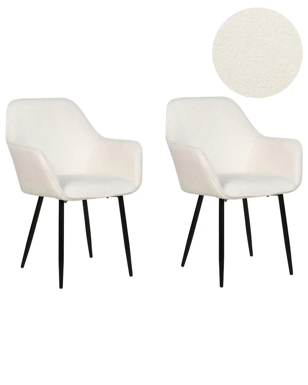 Esszimmerstuhl 2er Set ALDEN II Bouclé Weiß