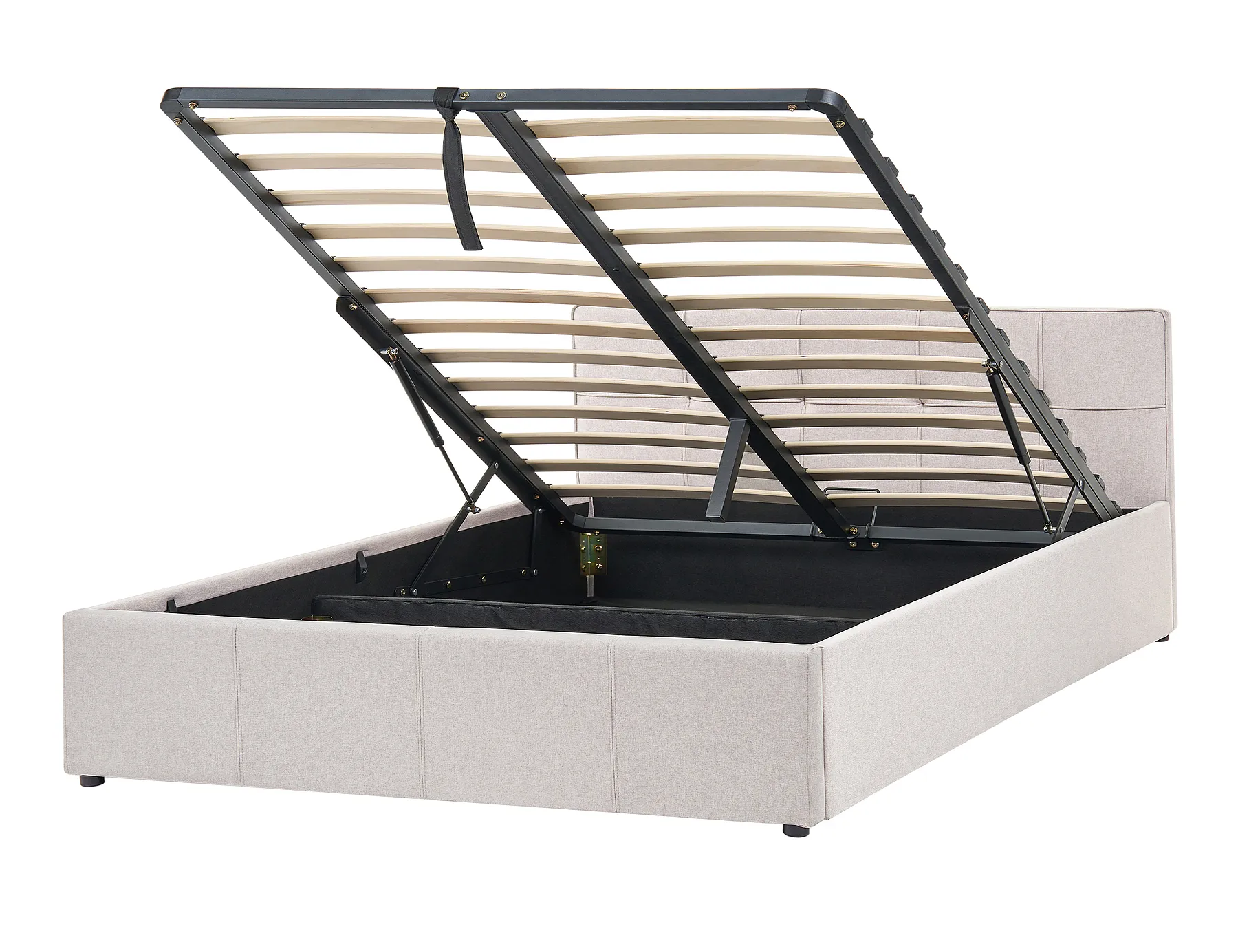 Ottoman Bed LAURESSES Fabric Light Beige 120 x 200 cm (EU Small Double)_1150416