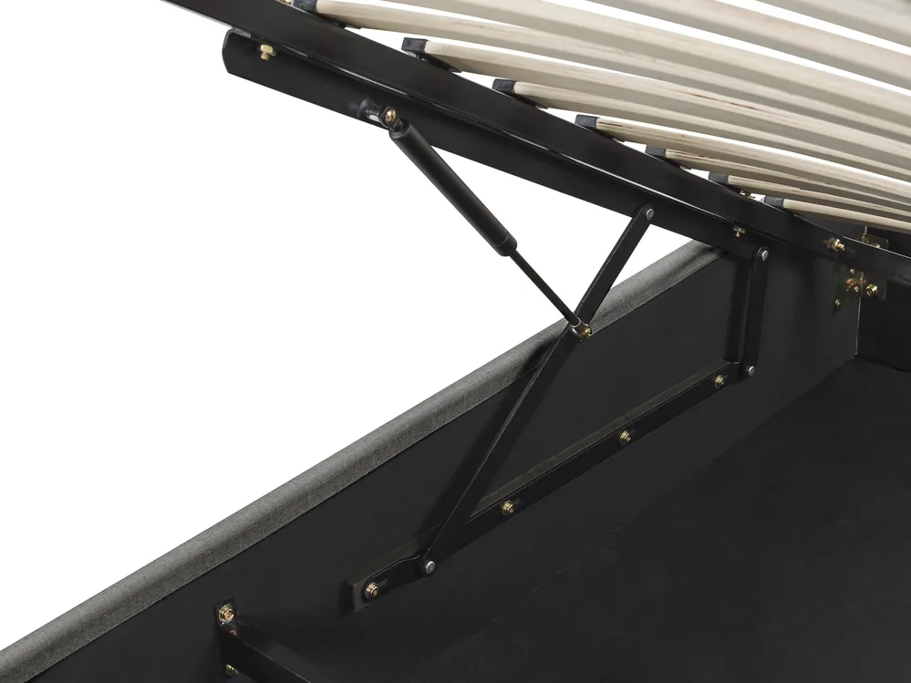 Bett mit Stauraum ohne Kopfteil DINAN Stoff Dunkelgrau 90 x 200 cm_721382