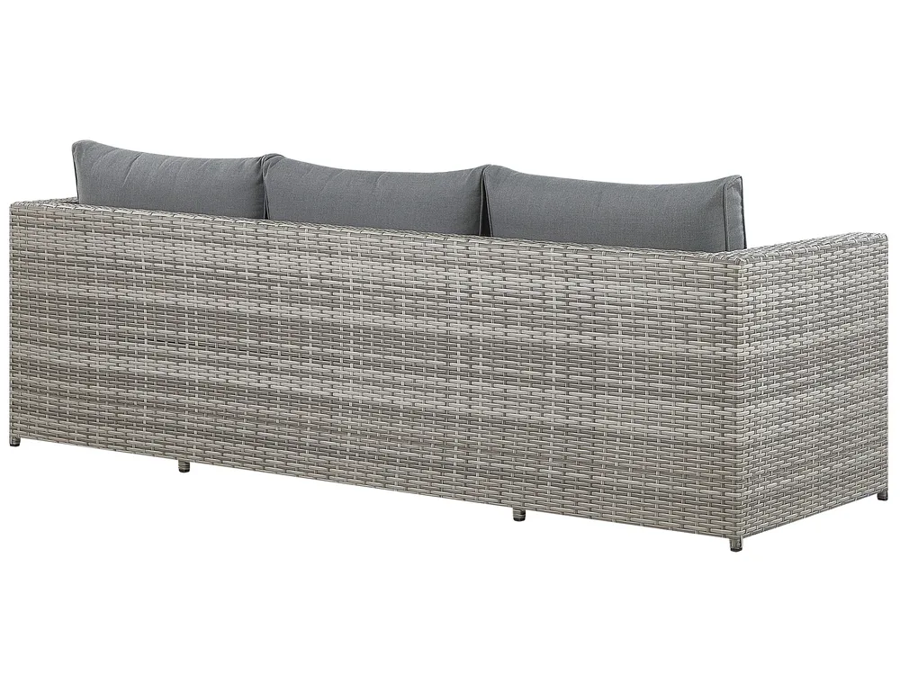 Garten Ecksofa mit Tisch 5-Sitzer SABBIA modular Polyrattan Hellgrau rechtsseitig_836742