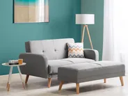 Sofa Bed 2 Seater FLORLI Fabric Light Grey_704126