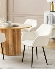 Set of 2 Dining Chairs ALDEN II Boucle White_877501