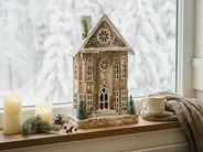 Weihnachtsdekoration LED UNARI 50 cm Haus Hellbraun_1027869