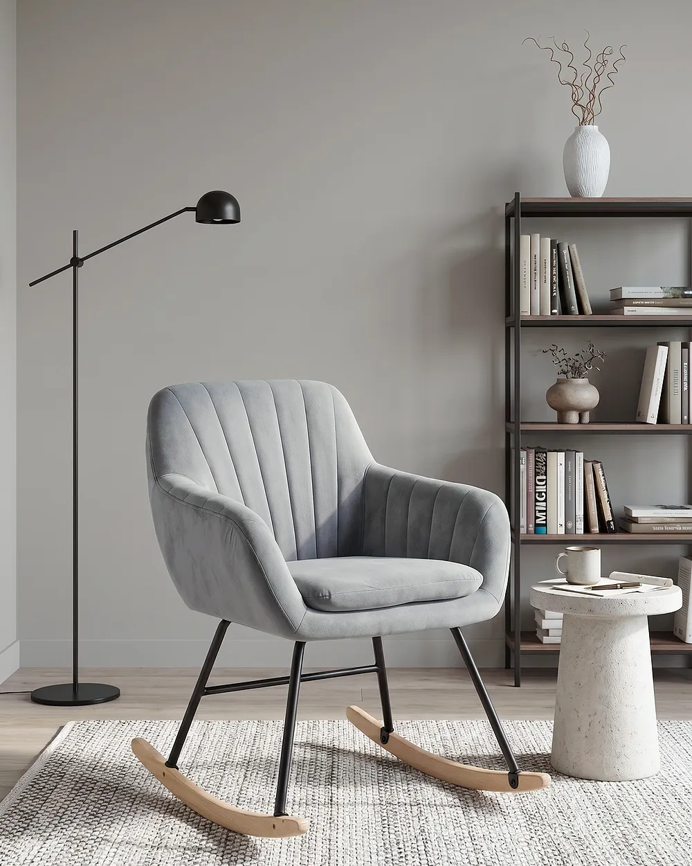 Rocking Chair LIARUM Velvet Grey_1151308