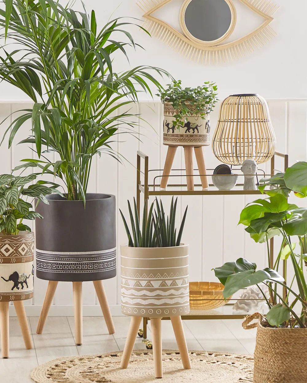 Blumentopf mit Beinen MILINA 30 cm Beige_808741