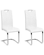 Set of 2 Dining Chairs PICKNES Faux Leather Off-White_1156945
