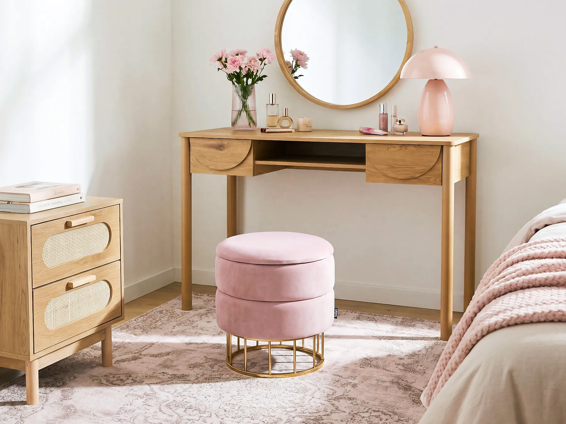 Storage Pouffe ELGIN Velvet Pink_772388
