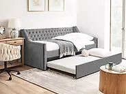 Ausziehbett Samtstoff MONTARGIS 90 x 200 cm Hellgrau_1178094