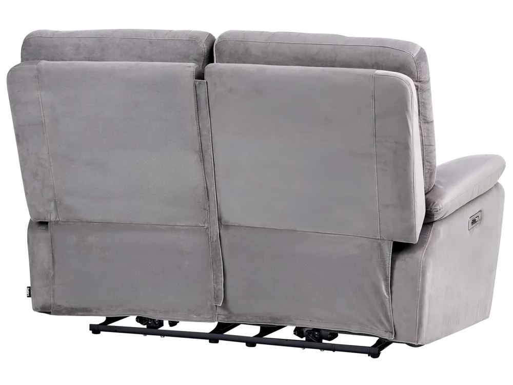 Sofa elektrisch verstellbar 2-Sitzer BERGEN Samtstoff Grau_1080334