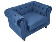 Living Room Set 4 Seater CHESTERFIELD Velvet Navy Blue_1039424