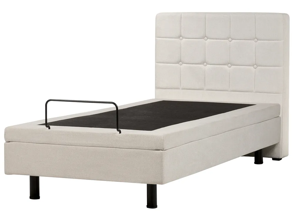 Bett verstellbar Stoff DUKE 90 x 200 cm Hellbeige_973300