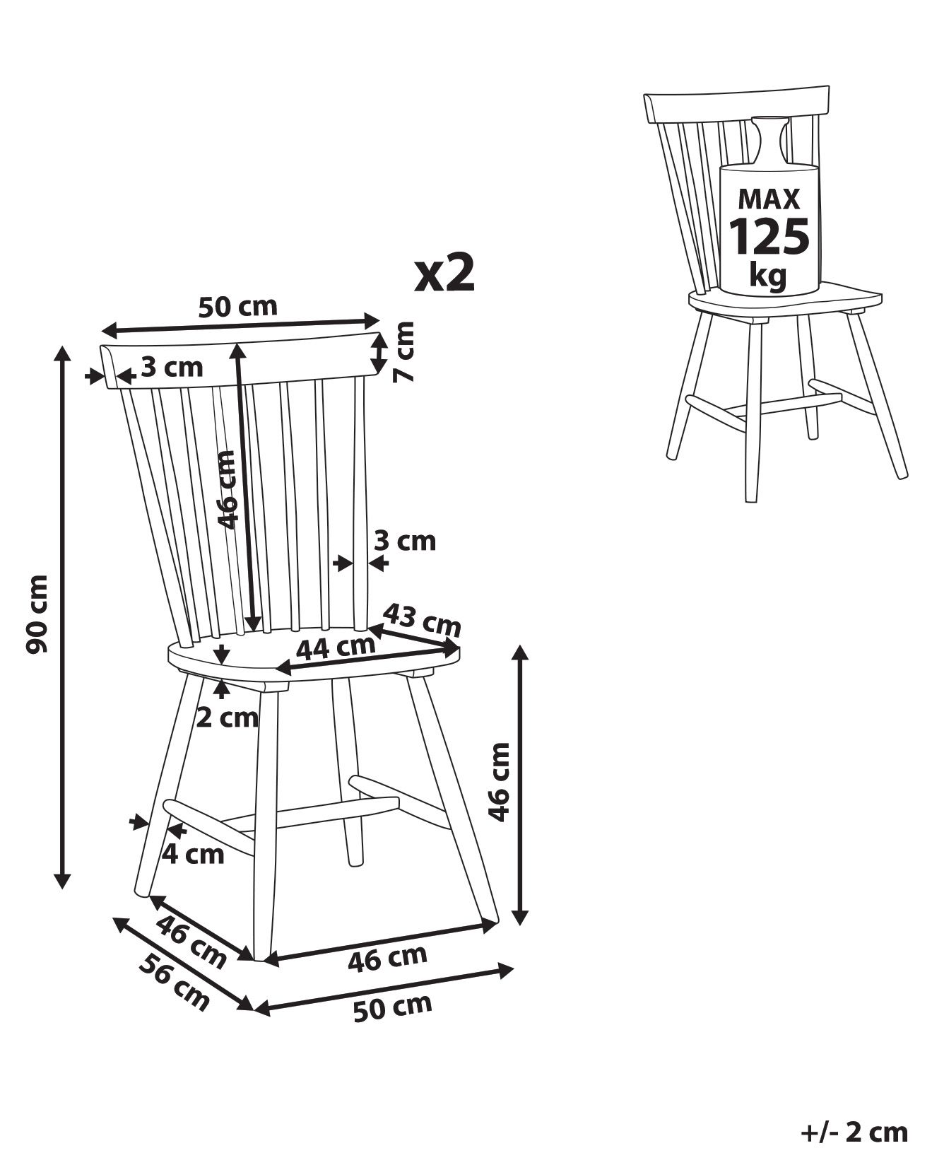Esszimmerstuhl 2er Set BURGES Holz Schwarz_1077024