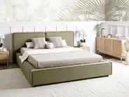 Bett mit Lattenrost Stoff LINARDS 160 x 200 cm Olivgrün_949258