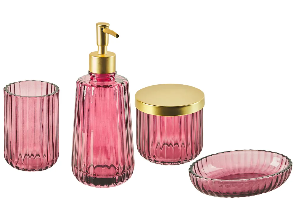 Set de 4 accessoires de salle de bain CARDENA Verre Rose