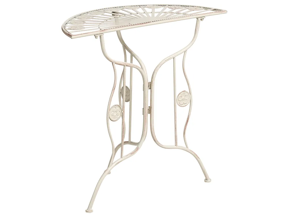 Outdoor Bistrotisch COGGIA 80 cm 37 cm Metall Hellbeige_1002627