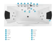 Hoek bubbelbad met LED HAWES II 180 x 80 cm Wit_808733