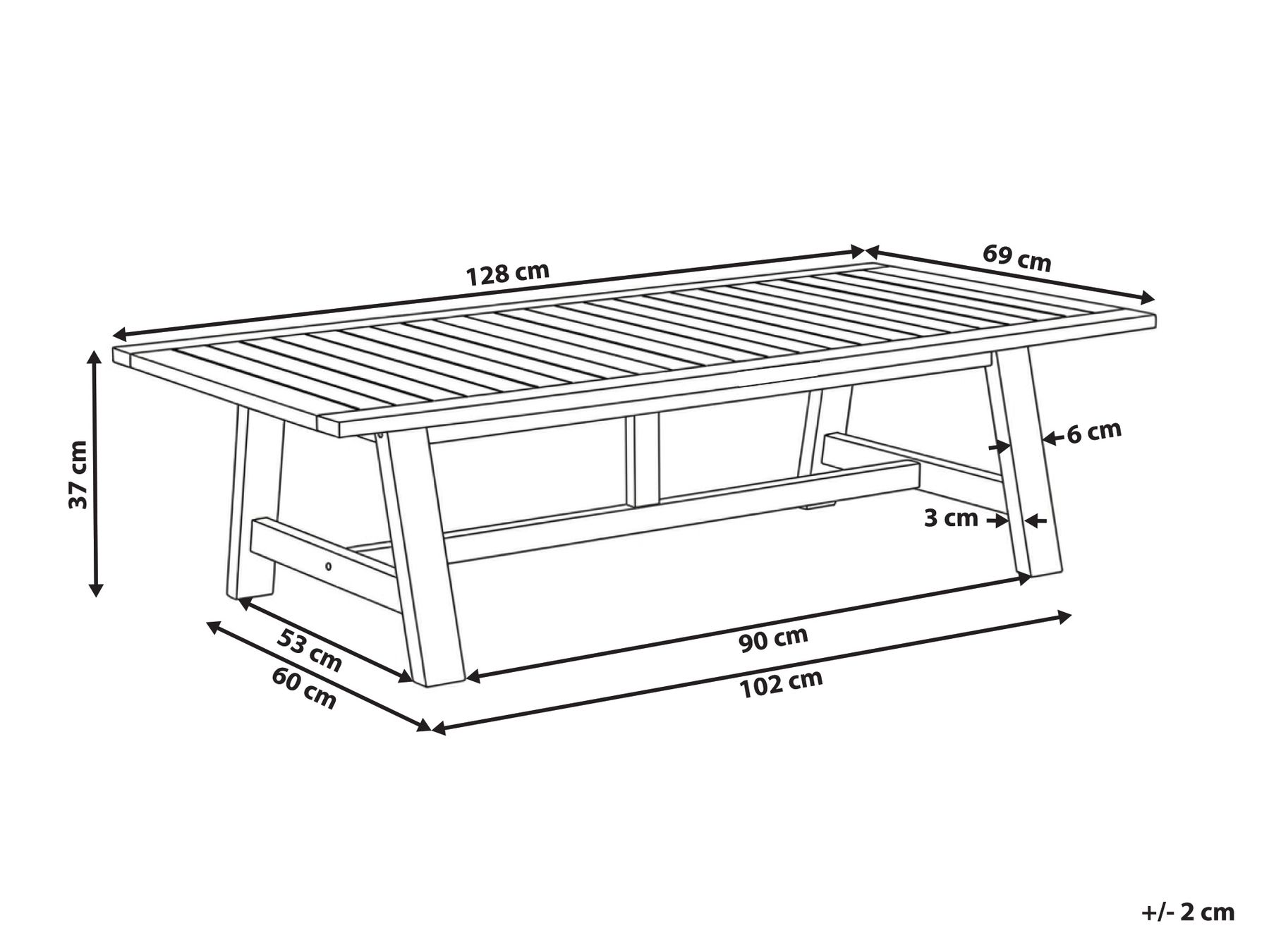Outdoor Couchtisch SUMBA 128 cm 69 cm Akazienholz Hellbraun_1087756
