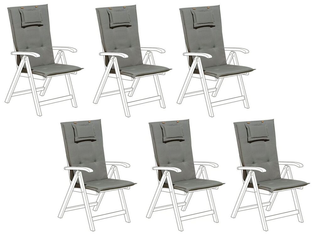 Sitzauflagen 6er Set JAVA/AMANTEA 50 x 70 cm Grau