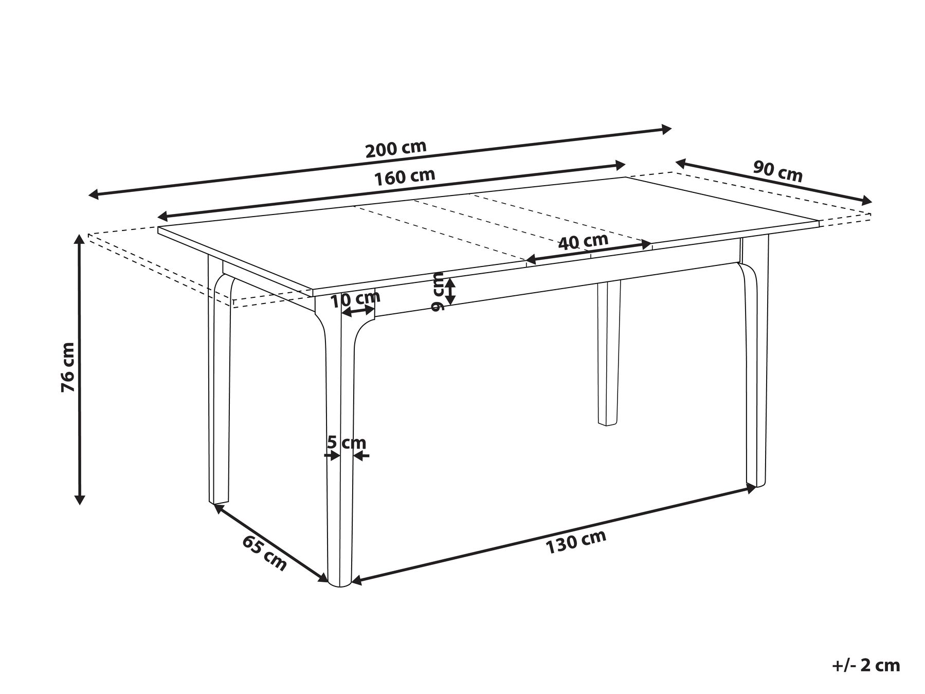 Ausziehbarer Esstisch DELMAS Dunkle Esche 160/200 cm 90 cm_1067747