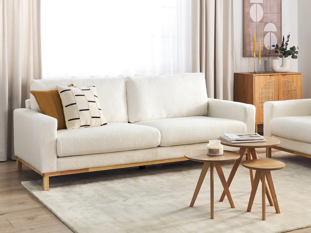 Sofa 3-Sitzer SIGGARD Bouclé Weiß