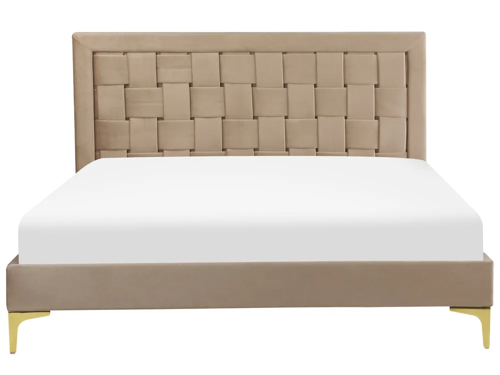 Bed Velvet LIMOUX 140 x 200 cm (EU Double) Taupe_867177