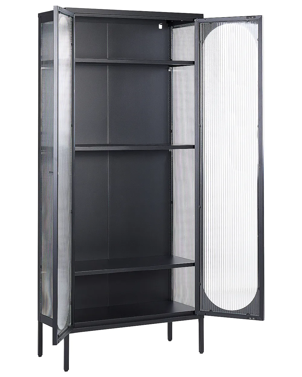 Steklena vitrina FOXTON 80 cm Kovina Črna_1199876