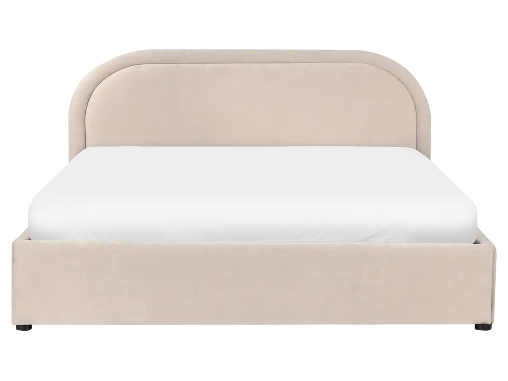 Ottoman Bed QUILLIEN Chenille Light Beige 160 x 200 cm (EU King Size)_989523