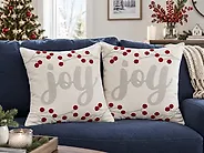 Dekokissen 2er Set PRALINE 45 x 45 cm Samtstoff Weiß Weihnachtsmotiv_1185398