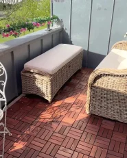 Gartenbank mit Auflage SUSUA 189 cm Rattan Naturfarben_1171407