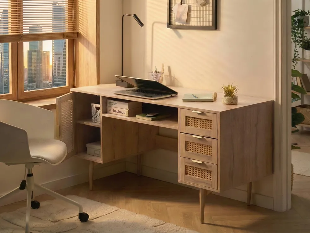 Schreibtisch RAFFRA 140 cm 60 cm Hellbraun_1046826