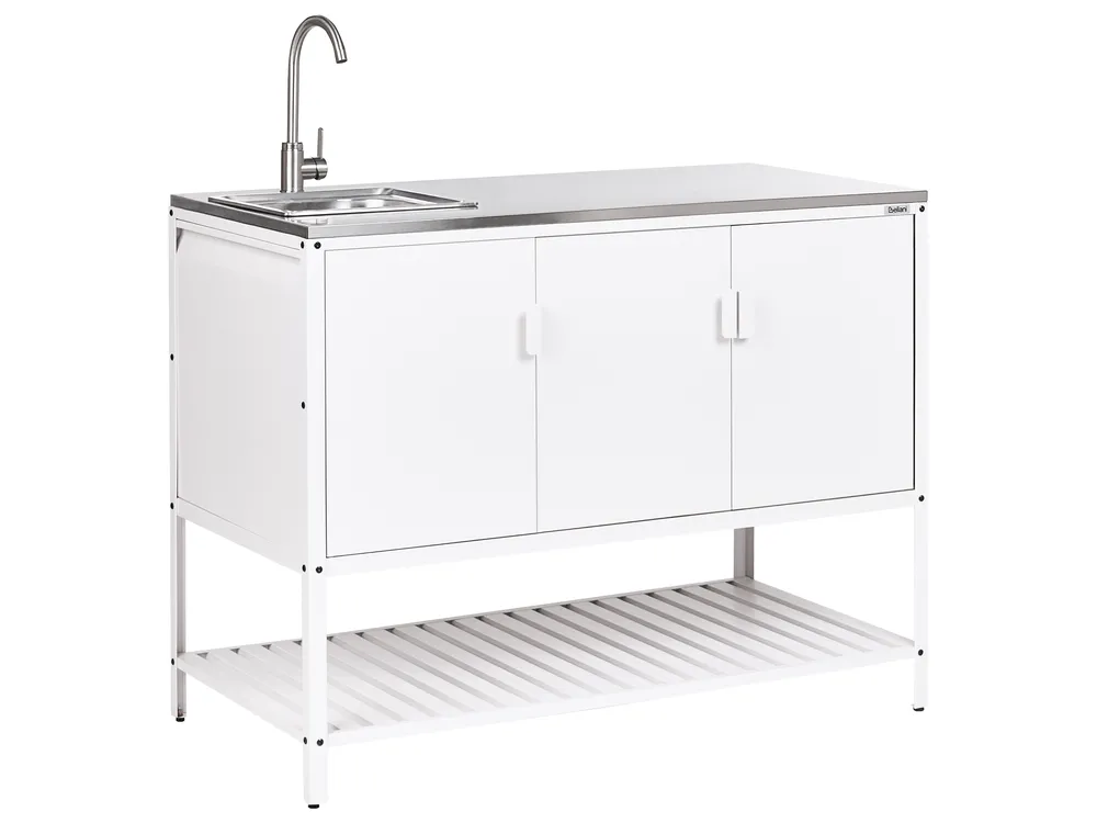 Outdoor-Küchenschrank mit Spüle MAENZA Weiß Metall