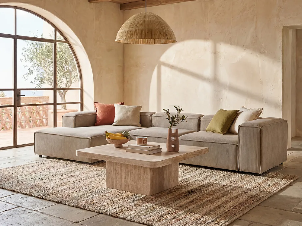 Modul Ecksofa 4-Sitzer ARDAL Cord Hellbraun rechtsseitig_1156449