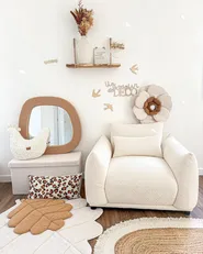 Wall Mirror EPIRY 79 cm 80 cm Boucle Light Brown_949414