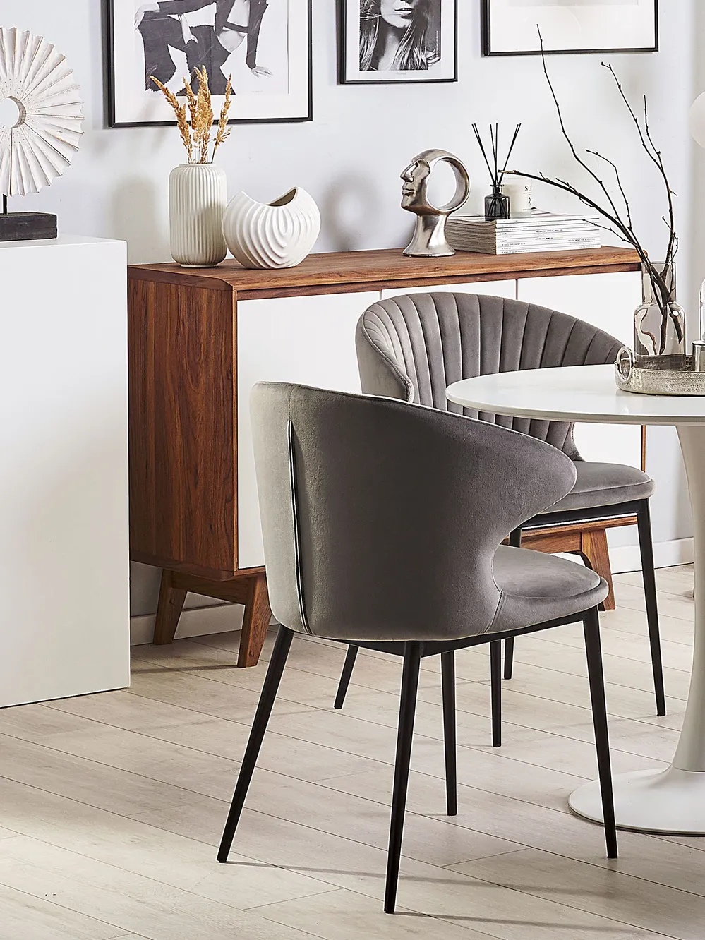 Set of 2 Dining Chairs AUGUSTA Velvet Grey_767672