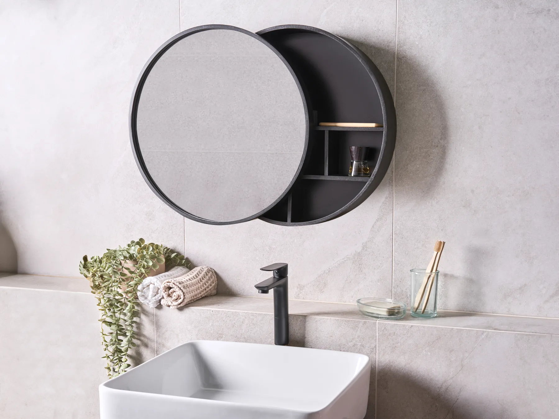 Bad-Spiegelschrank UCAYALI 50 cm 50 cm Schwarz_1014090