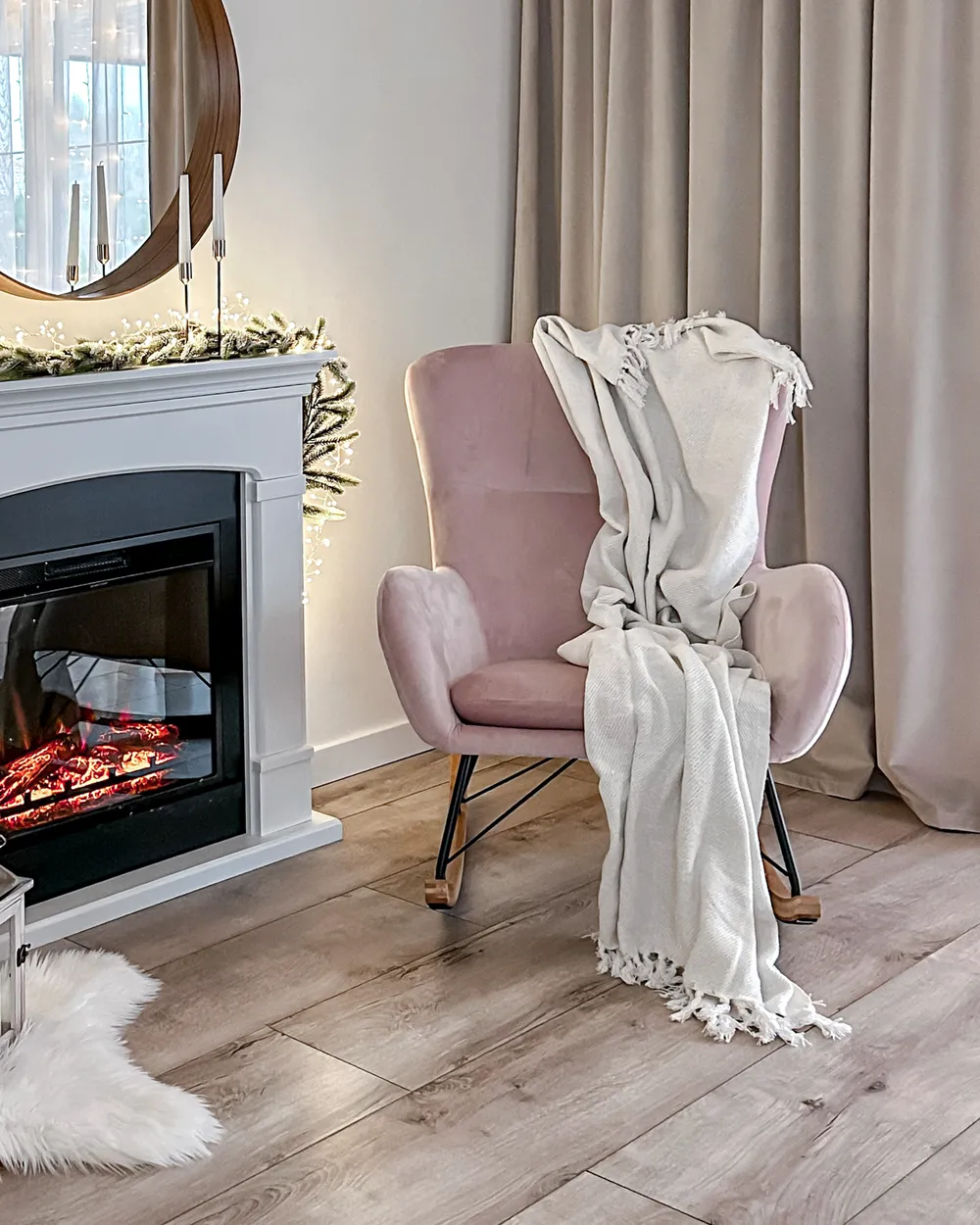 Rocking Chair ELLAN Velvet Pink_885402