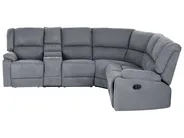 Ecksofa manuell verstellbar 5-Sitzer ROKKE Stoff Grau linksseitig_1108228