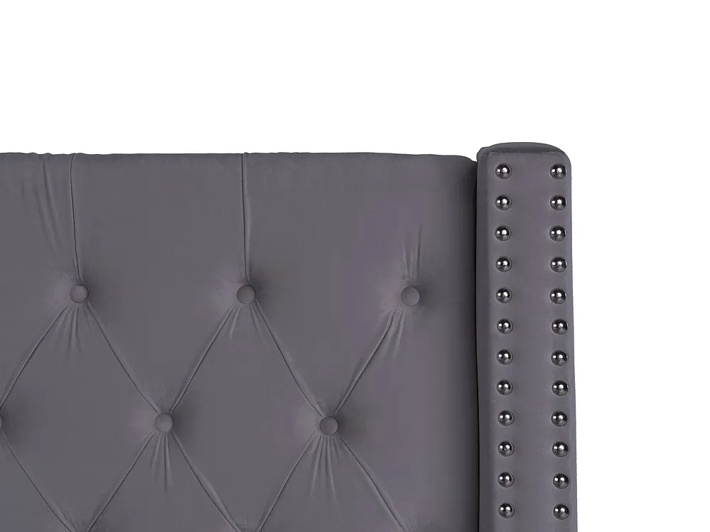Krevet s prostorom za pohranu LUBBON Samet Sivi 140 x 200 cm_833596