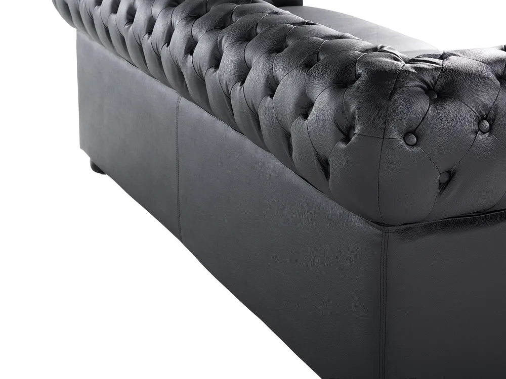Living Room Set 4 Seater CHESTERFIELD Leather Black_769417