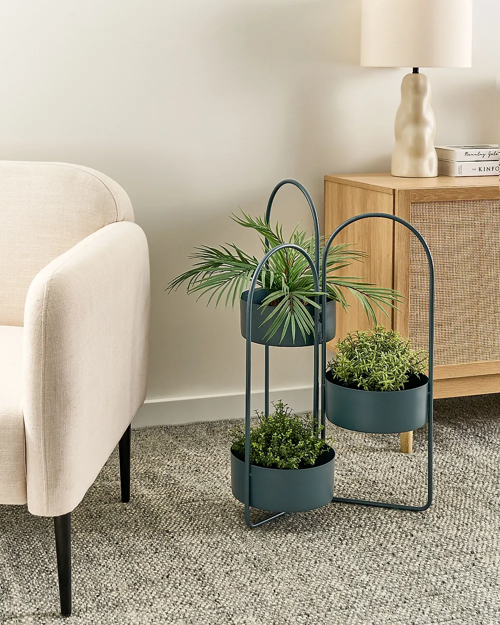 Plant Stand COLUTENA 56 cm Metal Dark Blue_1185187