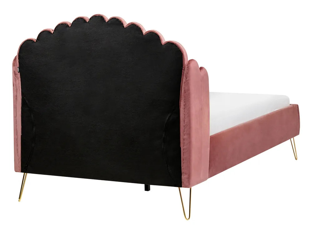 Bett mit Lattenrost Samtstoff AMBILLOU 120 x 200 cm Rosa_1014263