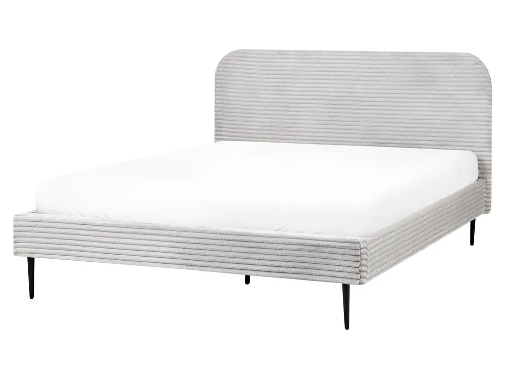 Bett mit Lattenrost Cord FLAYAT 160 x 200 cm Hellgrau_967840