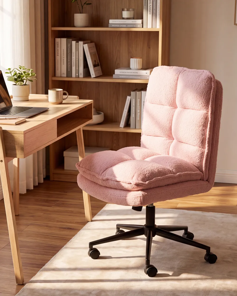 Bürostuhl ADDISON Bouclé Rosa