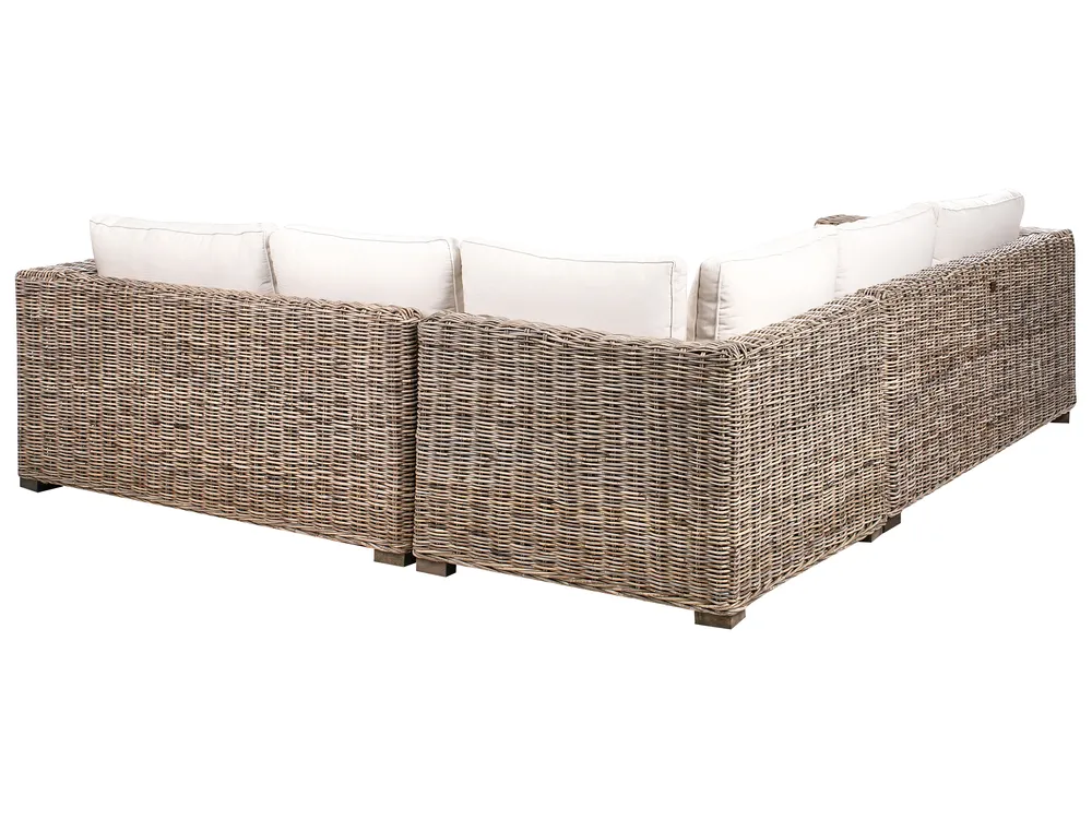 Garten Ecksofa mit Ottomane 5-Sitzer RINELLA Rattan Grau_967716